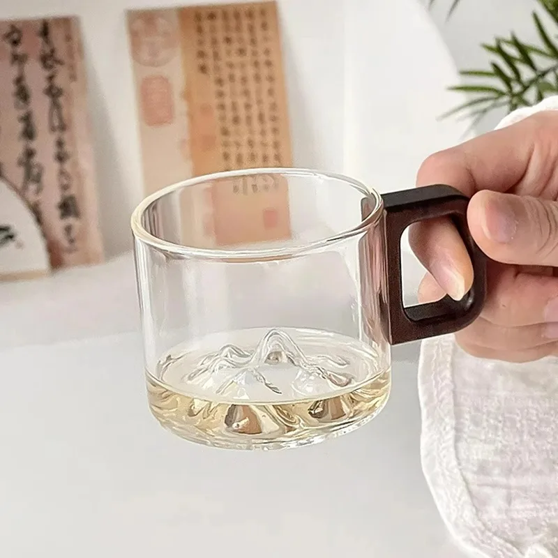 Mountain Viewing Glass Cup With Handle High-looking Coffee Glasses Cups Creative Tea Glass Cups Mini Water Cup Kitchen Tools