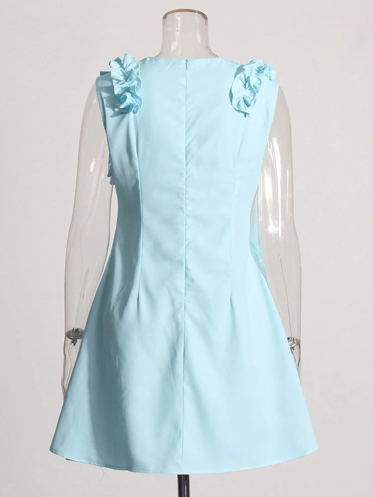 Minivestido Floral 3D elegante para mujer, vestido elegante sin mangas con volantes y retazos, Vestidos ajustados de lujo para fiesta, bata para mujer