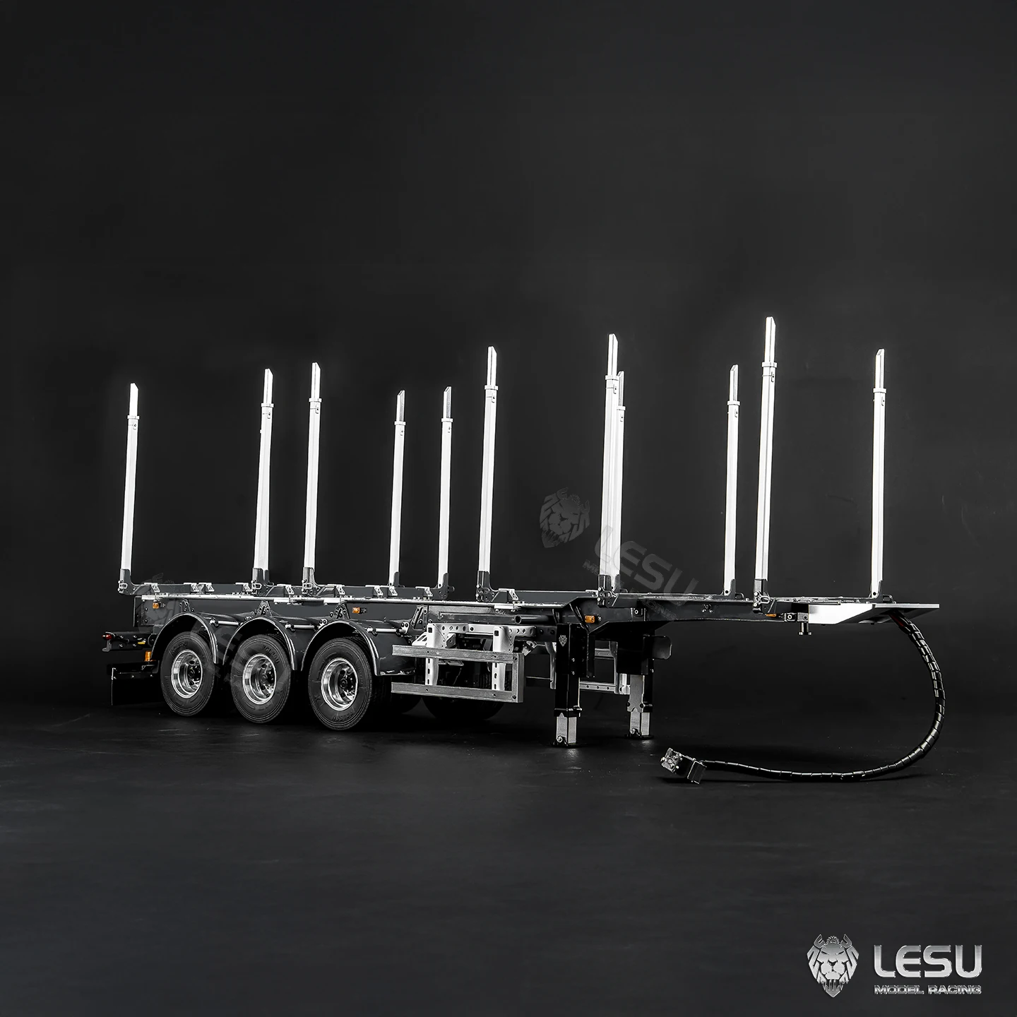 LESU 1/14 Simulation Truck LS-A0053 Long Wooden Semi-trailer with Brakes and Non-Powered Two-Wheel Axle