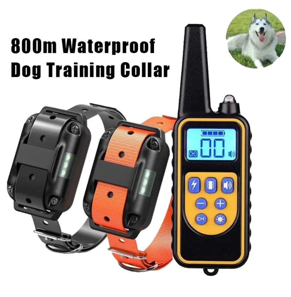 

Electric dog trainer and bark stop device Dog Training Collar Rechargeable remote control IP67 waterproof Suitable