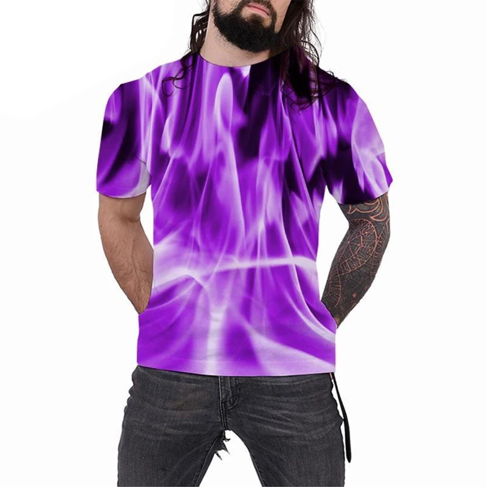 Summer Cool Men\'s Women\'s Fashion Casual T-Shirt 3D Printing Multicolor Flame Short Sleeve T-Shirt 100-6XL