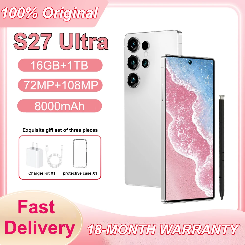 

HOT 2026 NEW Silicone Case For S27 Ultra 7.3inch Android 15 Global Edition 10 Core 16GB+1TB 8000mAh 5G Dual SIM WIFI Google Tab