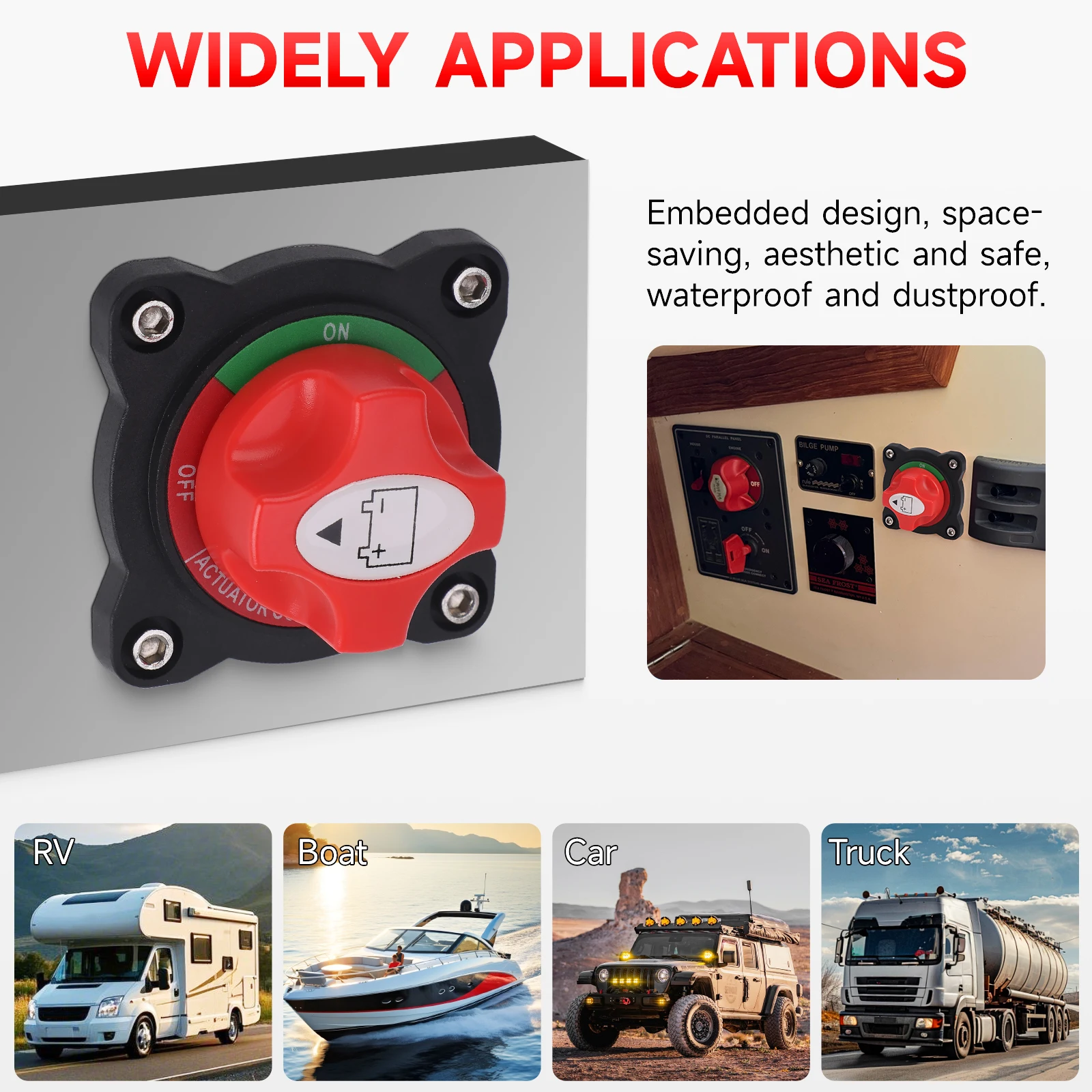 Nouveau 12-48V M10 interrupteur de déconnexion de batterie de voiture 2 positions 300A interrupteur de batterie Marine interrupteur de coupure de batterie en cuivre pour camion de bateau