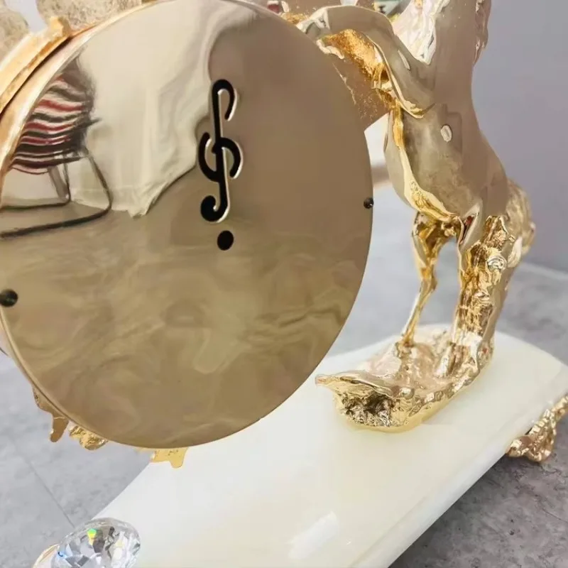 European Antique Desk & Table Clock Golden Bronze Horse Clock Vintage Table Clock
