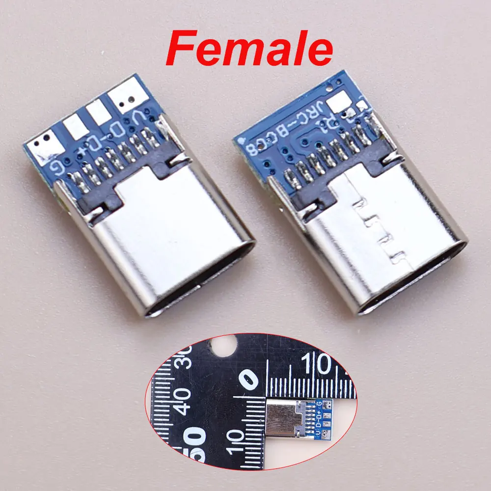 YanXi 2-5PCS USB 3.1 Type-C Connector Male  Female Socket Receptacle Adapter Solder Wire PCB Board Charging Data Cable