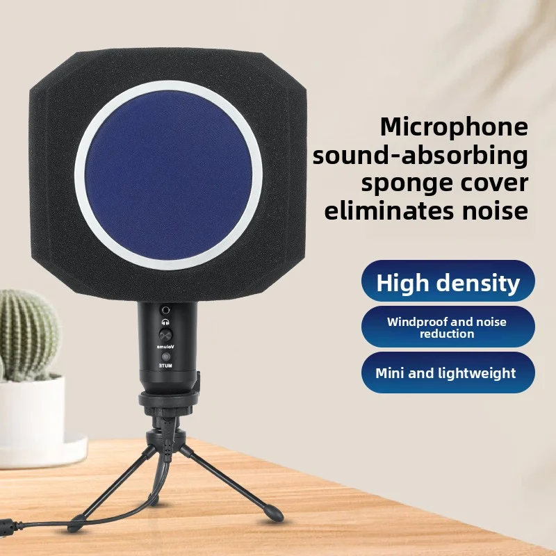 Escudo de Isolamento de Espuma para Microfone PE4, Filtro Pop Antirruído, Capa de Microfone com Cancelamento de Ruído para Gravação em Estúdio