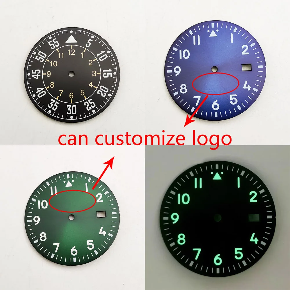 Quadrante NH35 da 33,8 mm quadrante pilota verde blu NH35 per il Giappone NH35 movimento meccanico automatico IW328201 watchmods possono personalizzare il logo