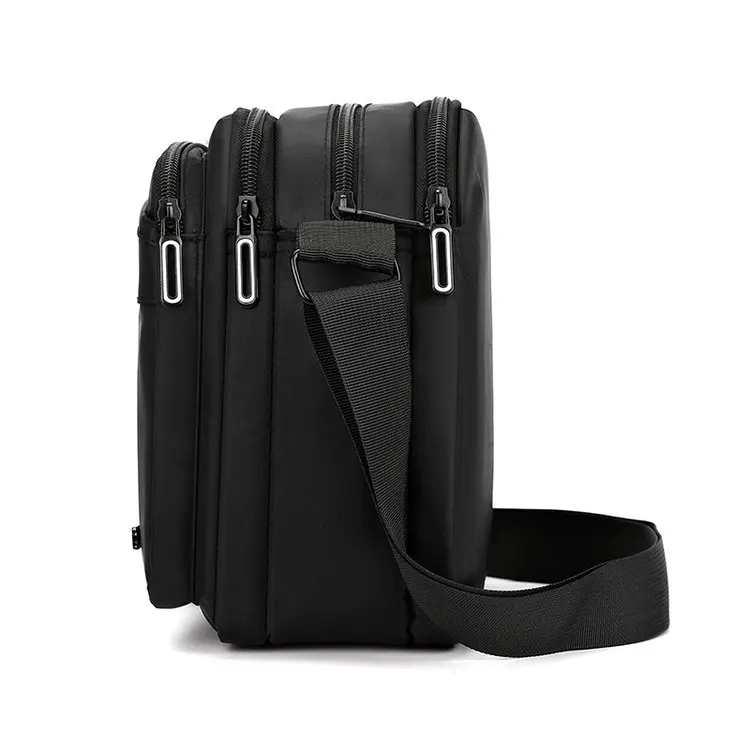 Large Capacity Men's Shoulder Bag Casual Nylon Crossbody Bag Wear-Resistant Multi-Layer Small Backpack for Business Use