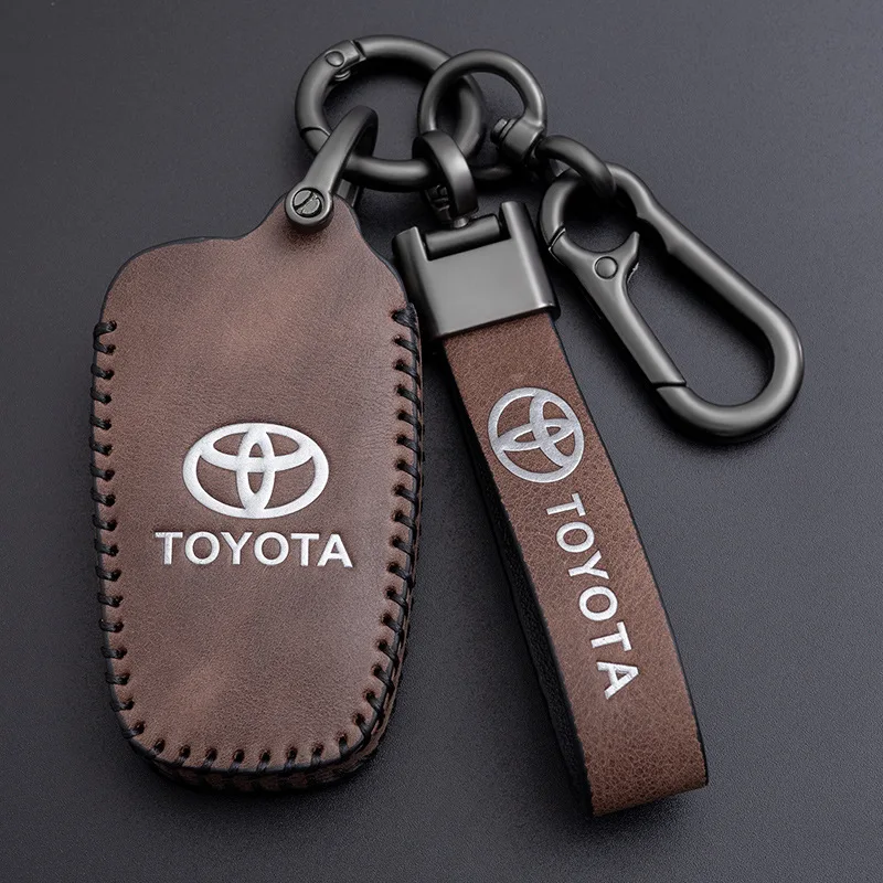 

Classic Leather Car Remote Key Case Cover for Toyota RAV4 Crown Hilux Fortuner Camry Corolla Land Cruiser Prado Car Accessories