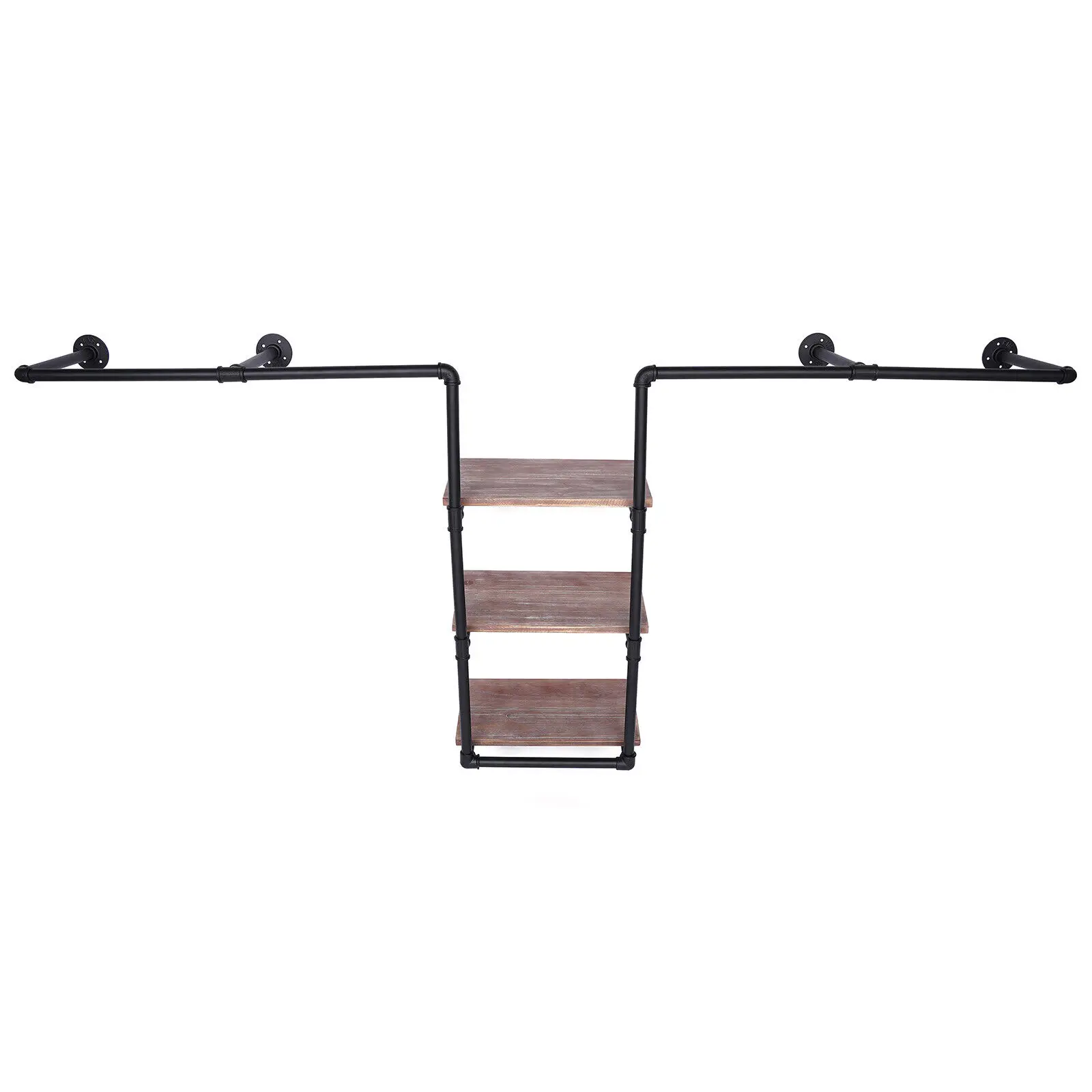 Industrial Industrial Pipe Clothing Rack Display Wall Mount Garment Hanging Rack
