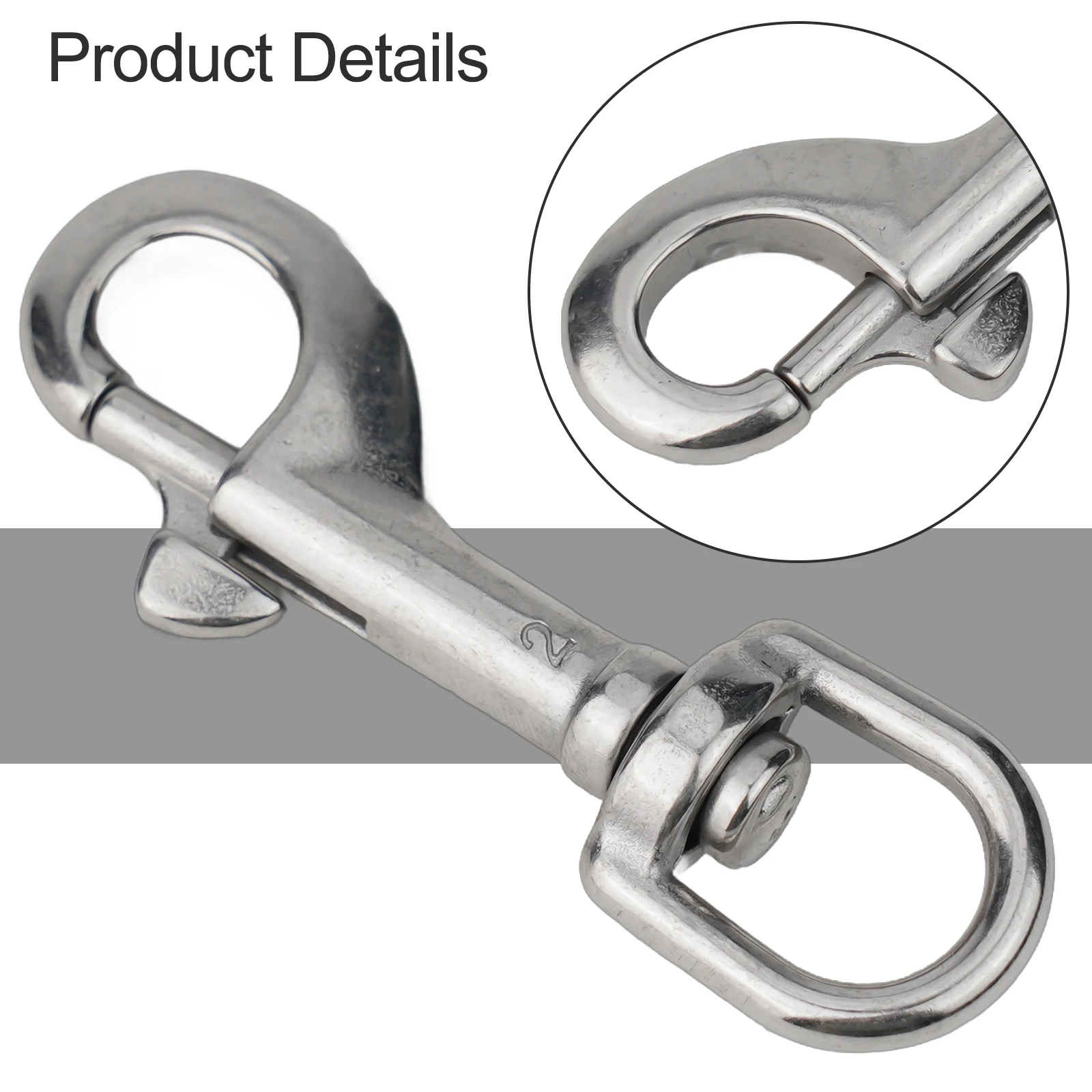 1PC 316 Stainless Steel Swivel Eye Bolt Spring Snap Hook Marine Diving D Ring Snap Hooks With Swivel For Scuba Diving Pet Leash