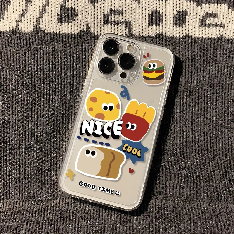 Hamburger Toast Friends  Phone Case For iPhone 16 15 13 14 12 11 Pro Max 15 16 Plus X XS XR Max 12 Mini Soft smart cover image 2