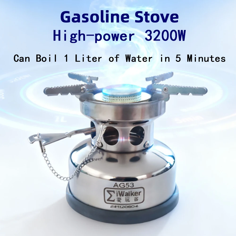 

Двухтопливная уличная горелка IWALKER AG53 на спиртовом/бензине, плита для кемпинга, бесшумная горелка для путешествий, пикника, экстренная горелка