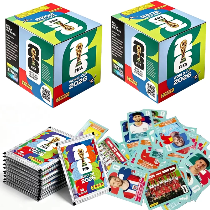 Original Panini FIFA World Cup 2026 Complete Sticker Box, 50 Packs Football Stickers, Collectible Souvenir for Soccer Fans