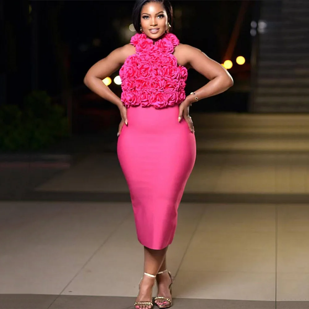 

Sexy Fashionable African Cross-Border Strapless Dress High Waist Sleeveless Floral 3D Print Gown City Walk Suitable Women's D...