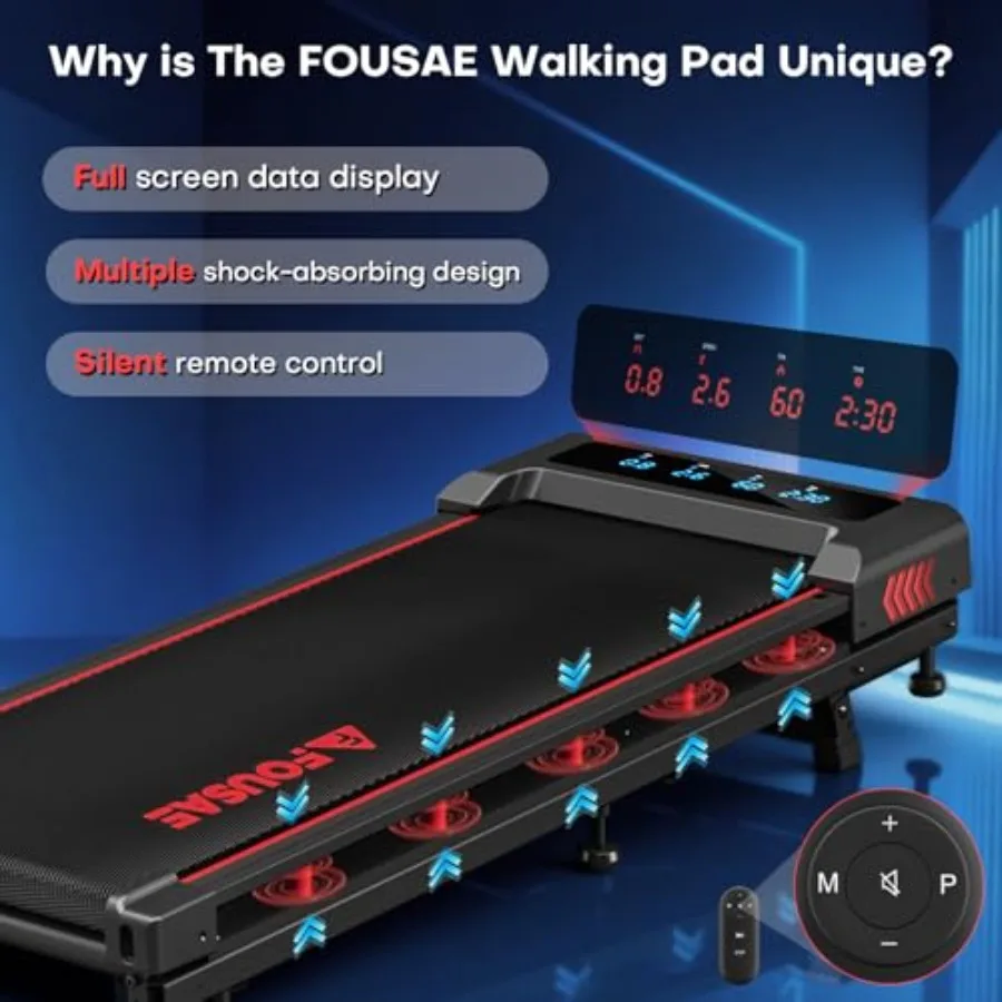 Home walking pad with 10 incline aluminum frame black color 4-in-1 design 6.2MPH speed full-screen LED display 2.75HP brushless