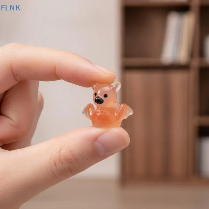 【KC】Mini Glow In Dark Bat Resin Figurines Cute For Halloween Fairy Garden Decor Micro Landscape Access
