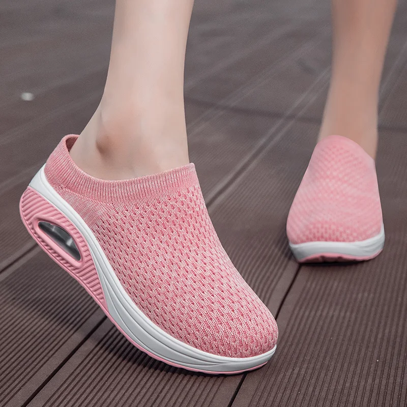 Breathable Women Shoes Lightweight Female Shoes Outdoor Soft Women's Sneakers half slippers women sock shoes Fashion Tennis