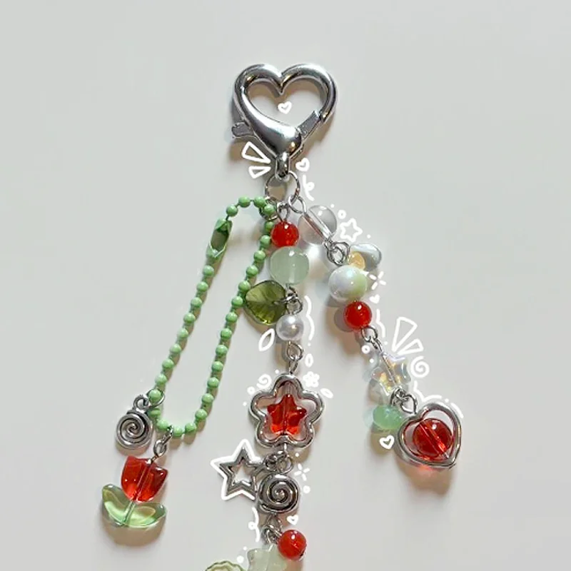 Handmade strawberry keychain tulip red coquettish gift
