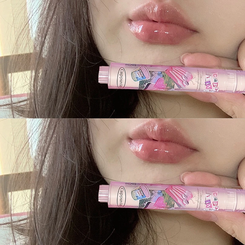 Jelly Mirror Lipstick Lip Clear Glaze Flowers Loves Non-stick Cup Long-lasting Lipstick Transparent Waterproof Make Up Wholesale