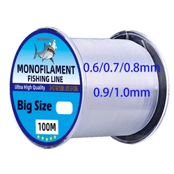 Ligne de pêche en nylon monofilament de grande taille, pêche en mer, super optique de bain, ligne de pêche, 0.6 m, 0.7mm, 0.8mm, 0.9mm, 1.0mm, 100mm