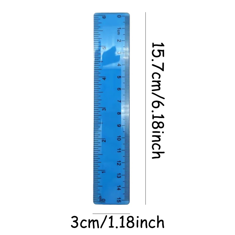 6Pcs set 15cm ruler candy-colored plastic straight ruler