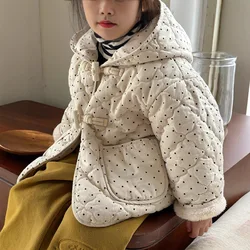 Childrens Cotton Clothing Winter New Korean Children's Fashion Wave Point Bull Horn Buckle Cotton Jacket Kids Clothes