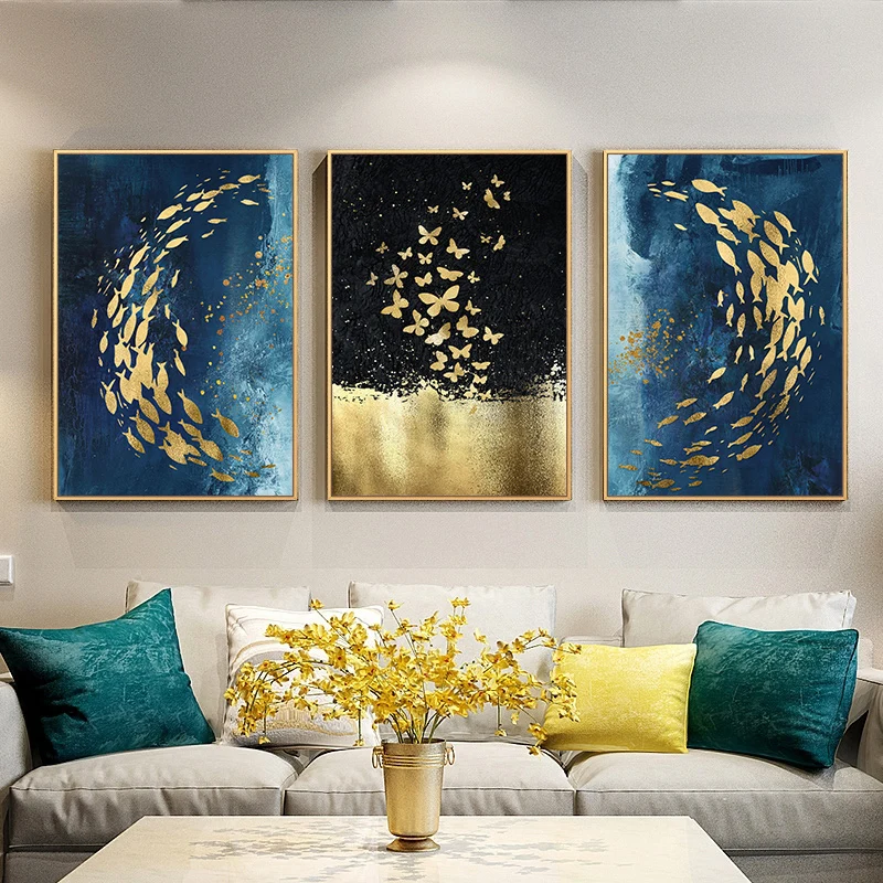 SDOYUNO 40x50cm Malen Nach Zahlen Goldene Fisch Schmetterling Leinwand Malerei Abstrakte DIY Farbe