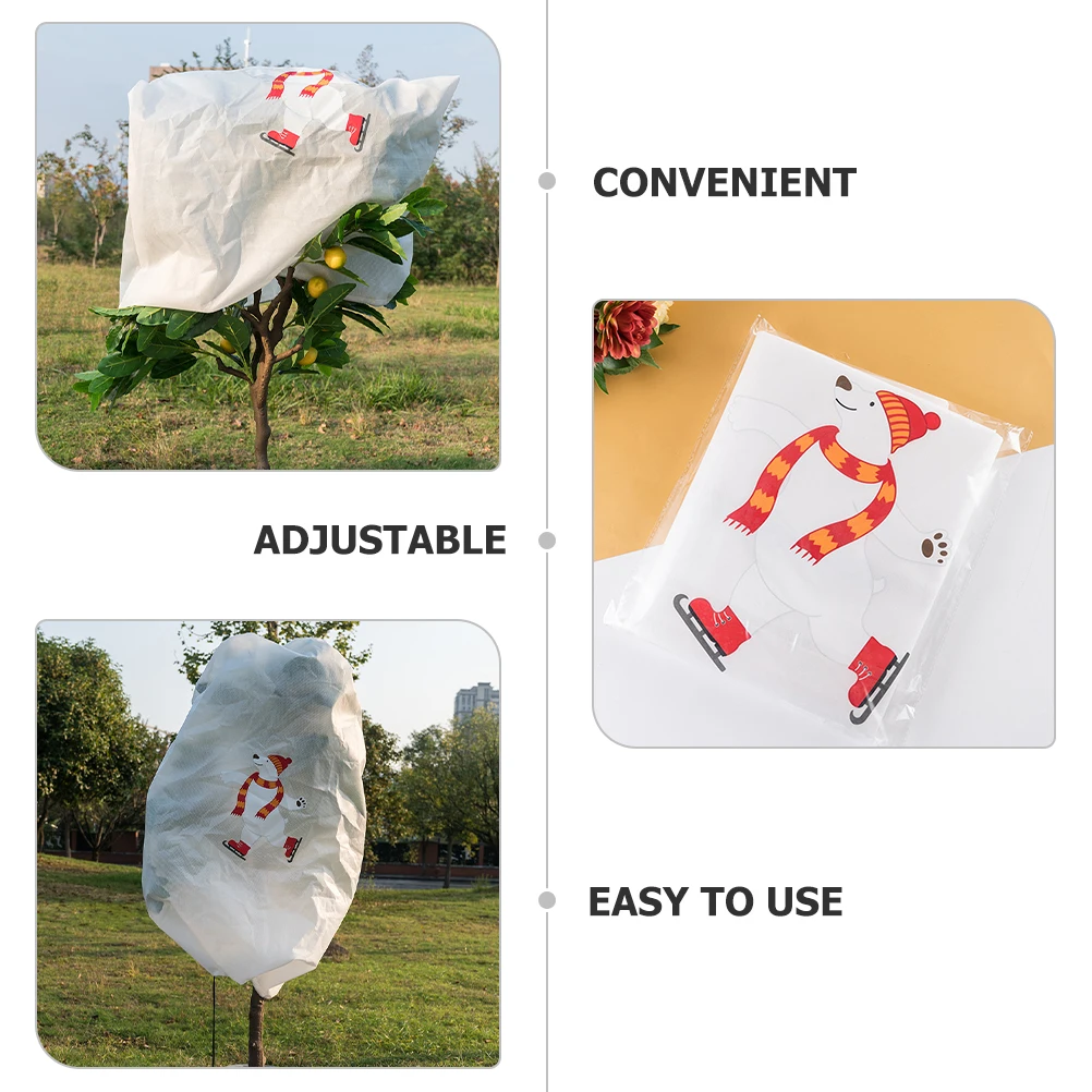 

Polar Bear Plant Covers White Non-woven Fabric Frost Wind Rainproof Garden Cold Protection Drawstring Bags for Outdoor
