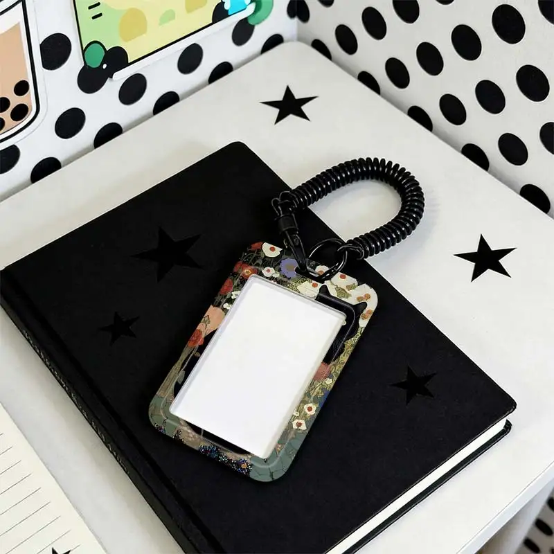 Card Protective Case for Stretchable Spring Cord Student Bus/Meal Card Protection Case Kpop Photocard Holder Photo Protector