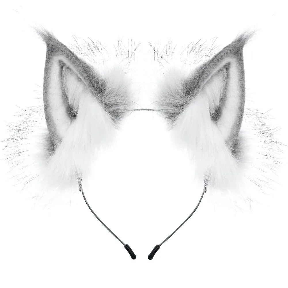 

Sweet Lolita Cat Ears Headband Animals JK Wolf Dog Hair Band Plush Headwear Furry Cosplay Headwear Girls