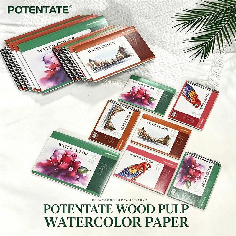 POTENTATE Watercolor Pad 300GSM 100% Wood Pulp 16 Sheets Artist Watercolor Paper Book for Painting Drawing