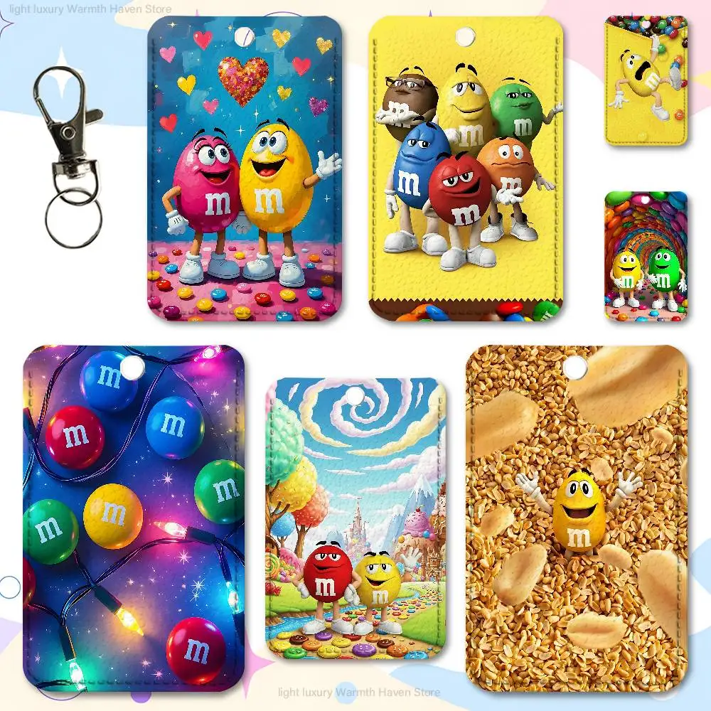 

M-M-Ms-S C-Chocolates-S Key Tag Ring Leather Card Holder Key Ring Rectangle Access Card Holder