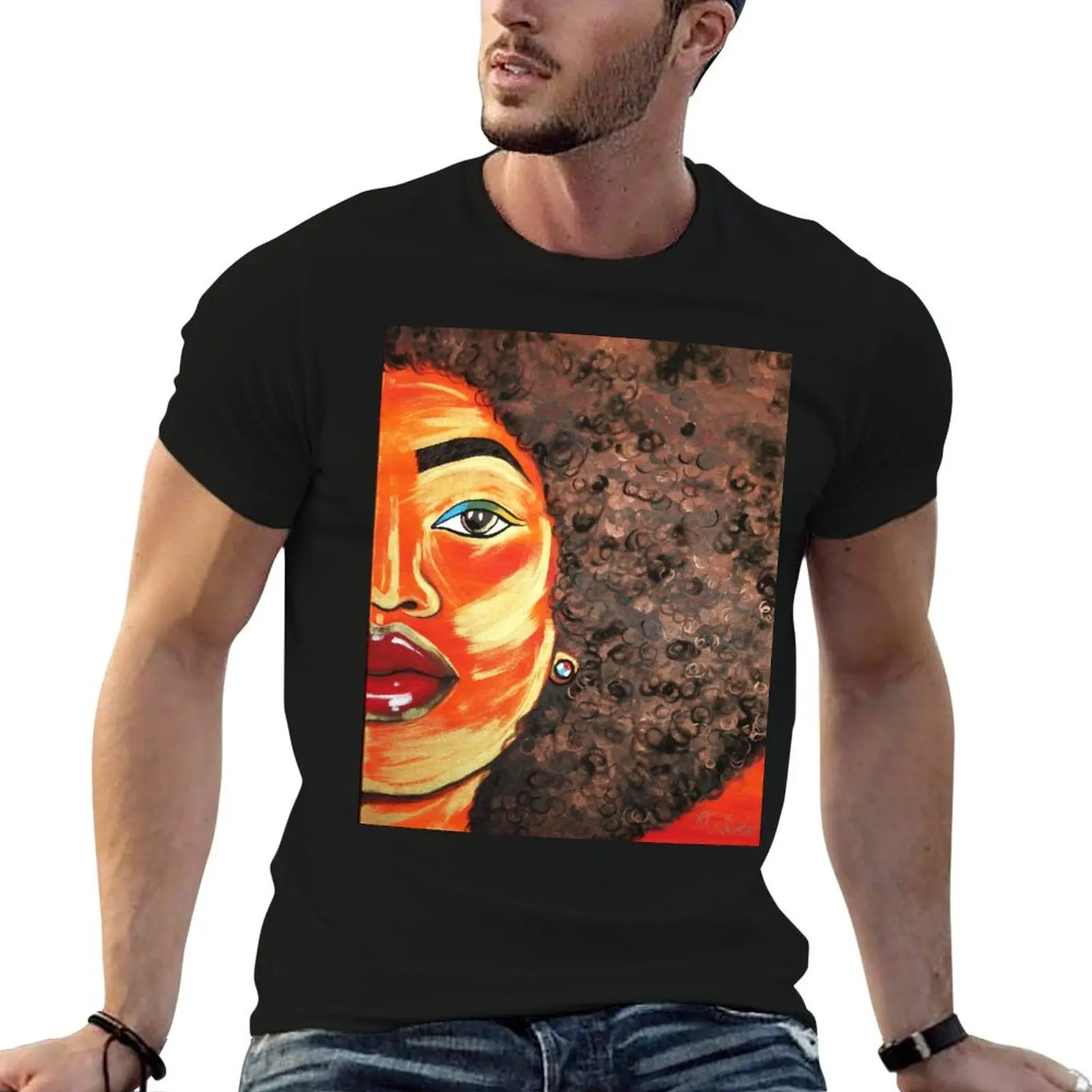 

tshirt Afro cotton soft funny anime shirts man Goddess t T-Shirt Golden man t shirts for
