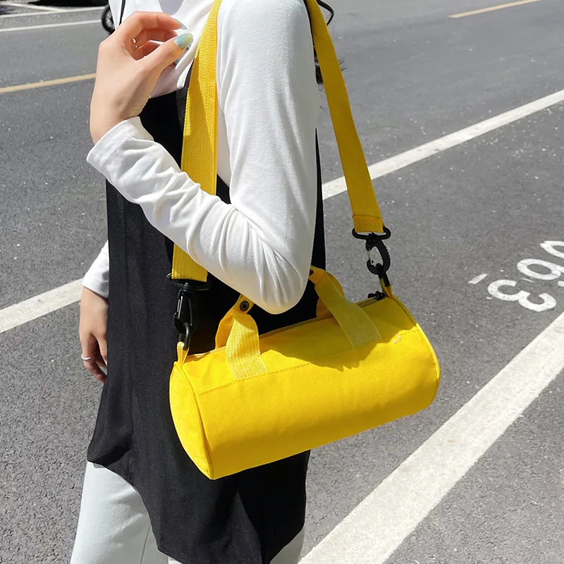 Custom Logo Oxford Cloth Drum Duffle Bag Adjustable Detachable Crossbody Strap Lightweight Sports Gym Travel Shoulder Handbag view 2