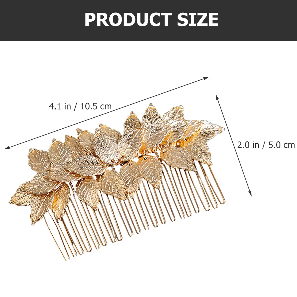 مشط شعر ذهبي على شكل أوراق شجر مزخرف لحفلات الزفاف وحفلات وصيفة العروس وإكسسوارات الشعر المصنوعة من خليط معدني وغطاء رأس أنيق لحفلات الزفاف