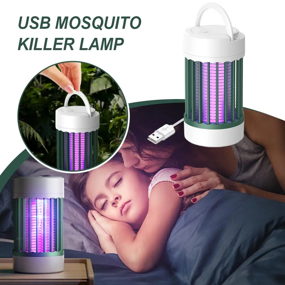 

USB UV Electric Shock Mosquito Killer Lamp, Portable Hanging Bug Zapper Trap, Silent Insect Catcher For Bedroom Home Indoor