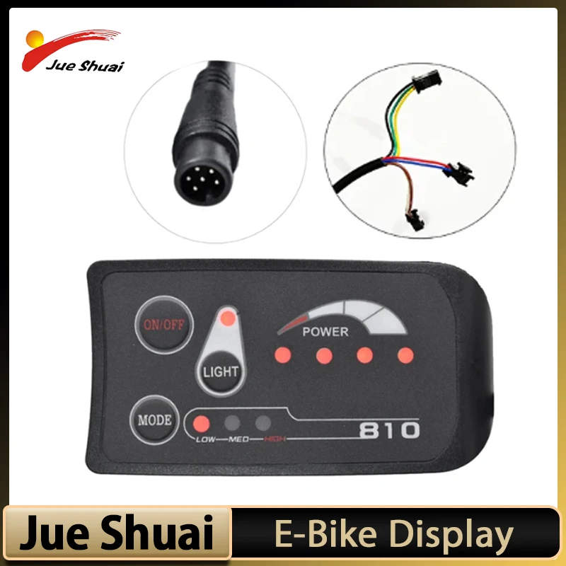 1PC ABS Black LED 810 36V Electric Bicycle E-Bike Display Controller Panel SM Waterproof 6 PINS Connector IP65 Replacement