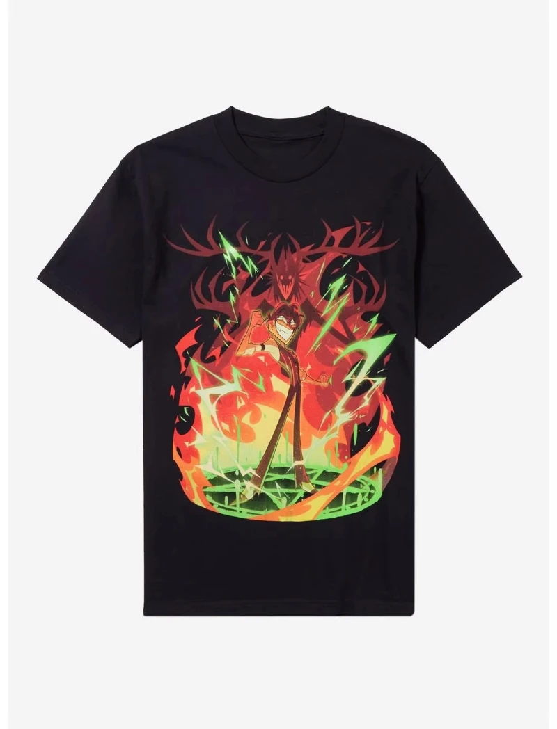 2026 Hazbin Hotel Vox Solo Metall-T-Shirt kann sowohl von Männern als auch von Frauen getragen werden, mit modischen Kurzarm-Shirts aus reiner Baumwolle. – Detail 6