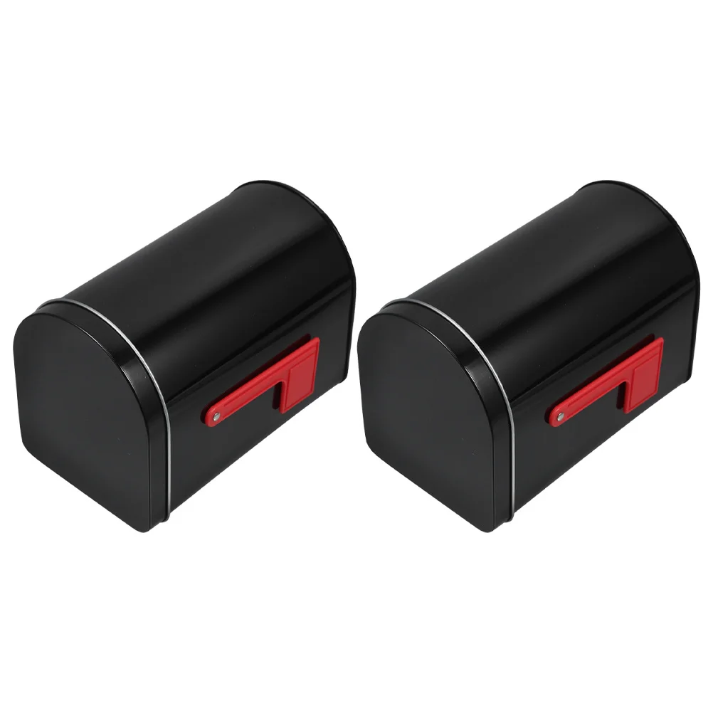 

2Pcs Mailbox Storage Box Tinplate Vintage Candy Container Kids Mailbox Retro Organizer Card Holder Small Metal Box