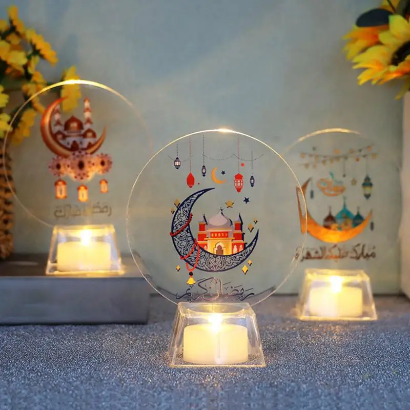 Eid Decoration Lamp Light Eid Decorations Desk LED Night Lamp Home Decor Eid Candle Lights Table Centerpieces Eid Tabletop Decor