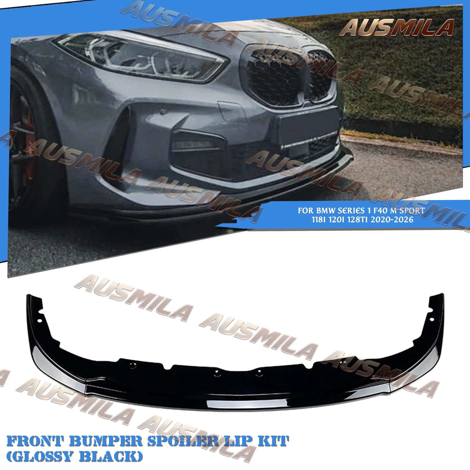 Front Bumper Lip Spoiler Lower Splitter Guard Separator Protector For BMW Series 1 F40 M Sport 118i 120i 128ti 2020-2026