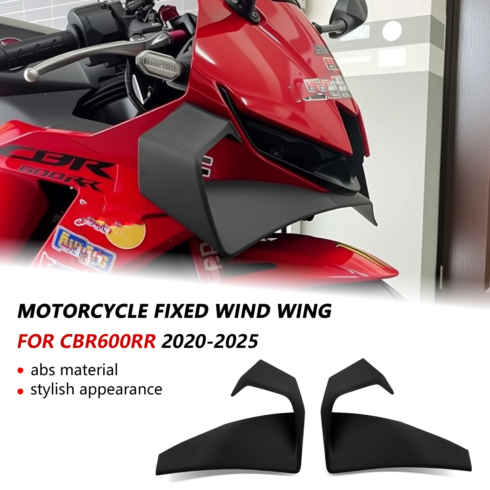 

NEW Motorcycle Accessories Aerodynamic Wing Kit Fixed Winglet Front Spoiler Fixed Wing For CBR600RR CBR 600RR 2020-2025 2024