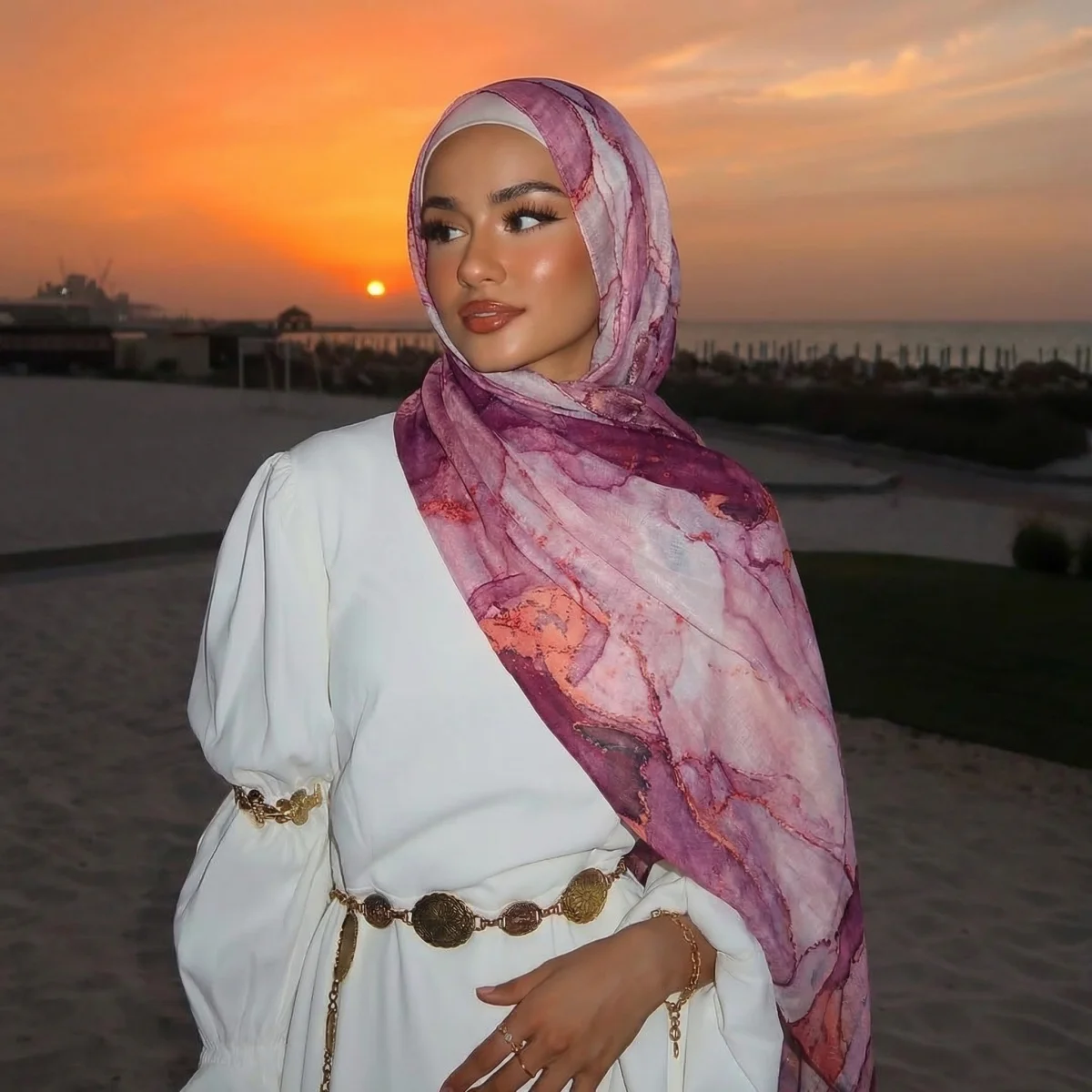 2026 Design Bedruckte Hijabs Premium Aquarell Damen Kopftuch Weicher Schal Schal Geeignet für Tägliche Abaya-Accessoires Damen Schleier