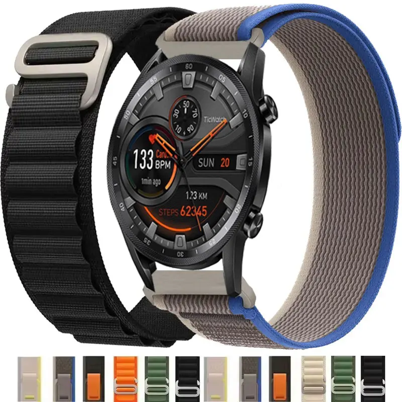 Trail Apline Nylonband für TicWatch Band Pro 3 Ultra E3 E2 S2 Pro X GTW Soort 22 mm 20 mm Smartwatch-Zubehör-Armband