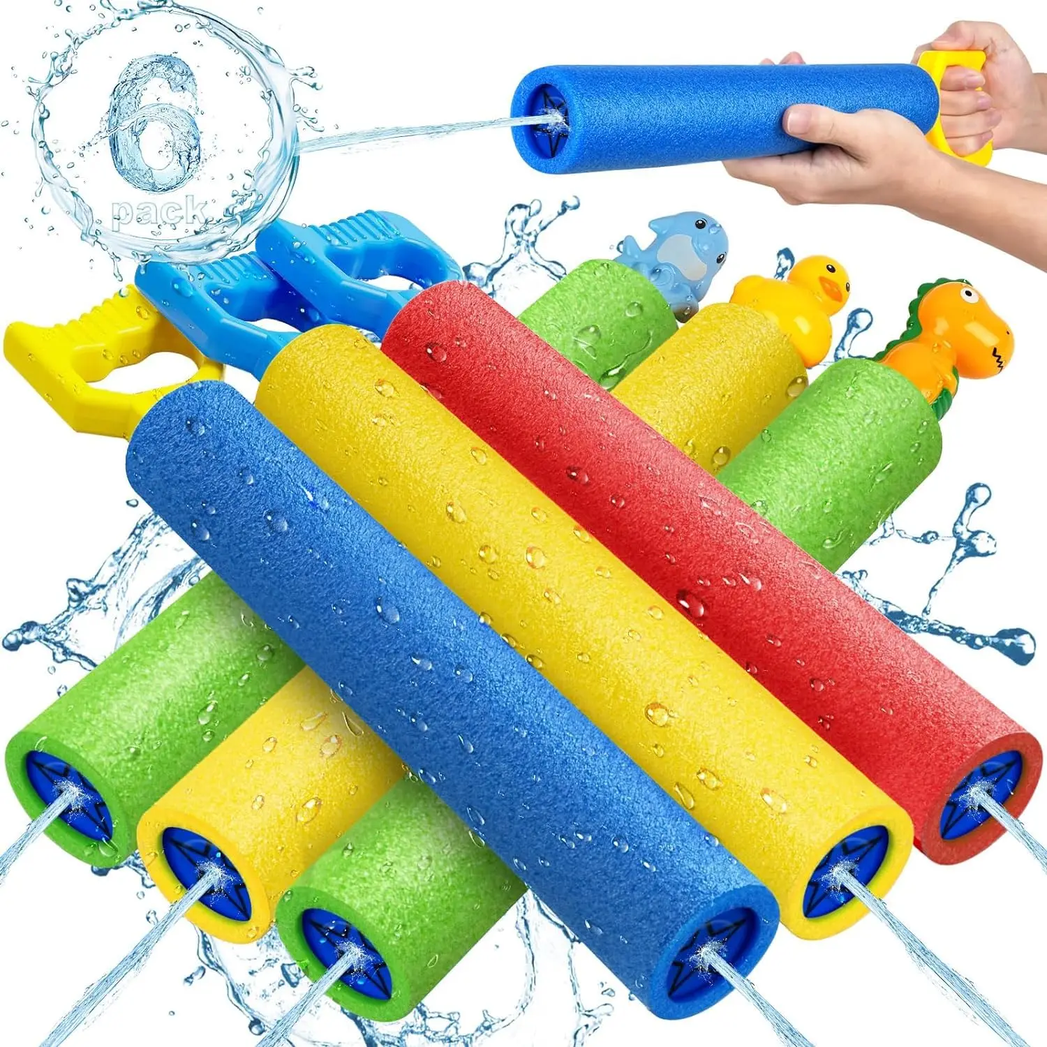 

6Pcs Water Gun for Kids 40 Ft Summer Foam Watergun Toys Water Squirter Soaker Blaster Outdoor Swimming Pool Beach Games Toys