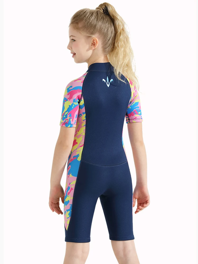 Kids Wetsuit for Girls Boys, 2.5mm Toddler Shorty Neoprene Front Zip Wet Suits Keep Warm for Water Sports Surfing Snorkeling