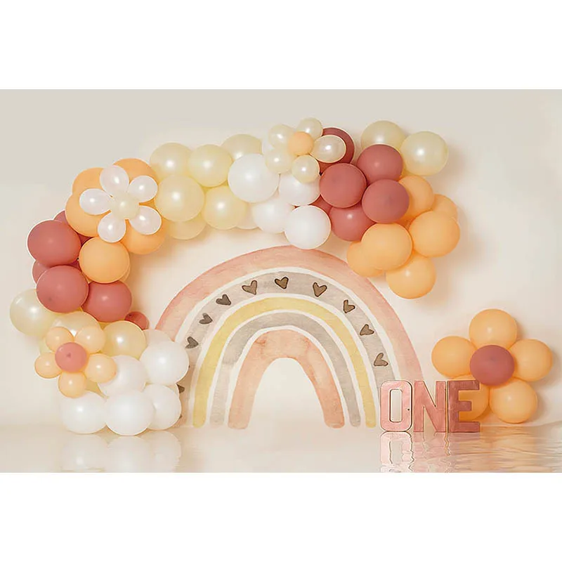 Avezano Backdrops for Photography Boho Rainbow Balloon Decor Newborn 1st Birthday Party Smash Cake Background Photo Studio Props