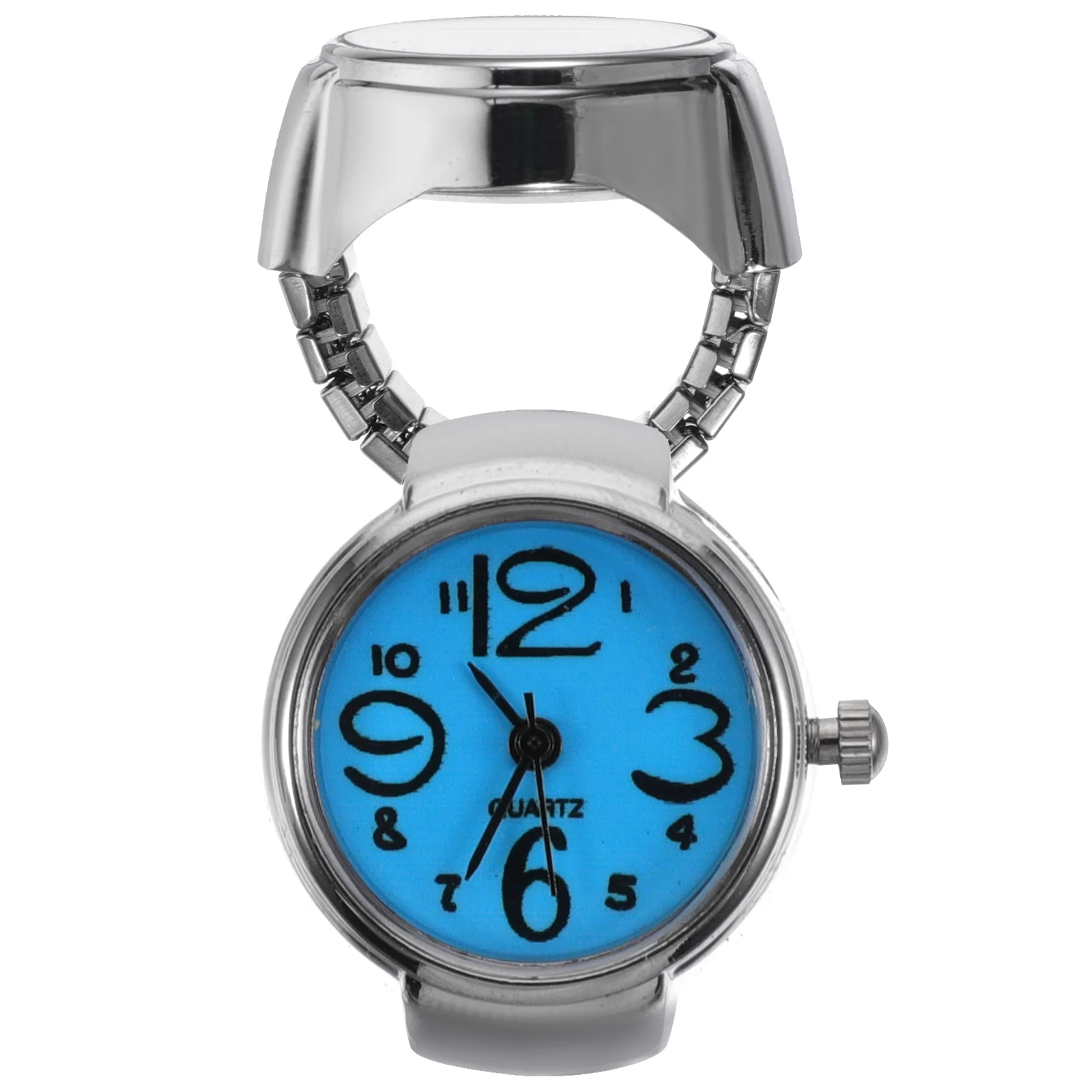 

2pcs Finger Wear Quartz Watches Creative Ring Watches Mini Time Display Accessories for Women Men (Blue)