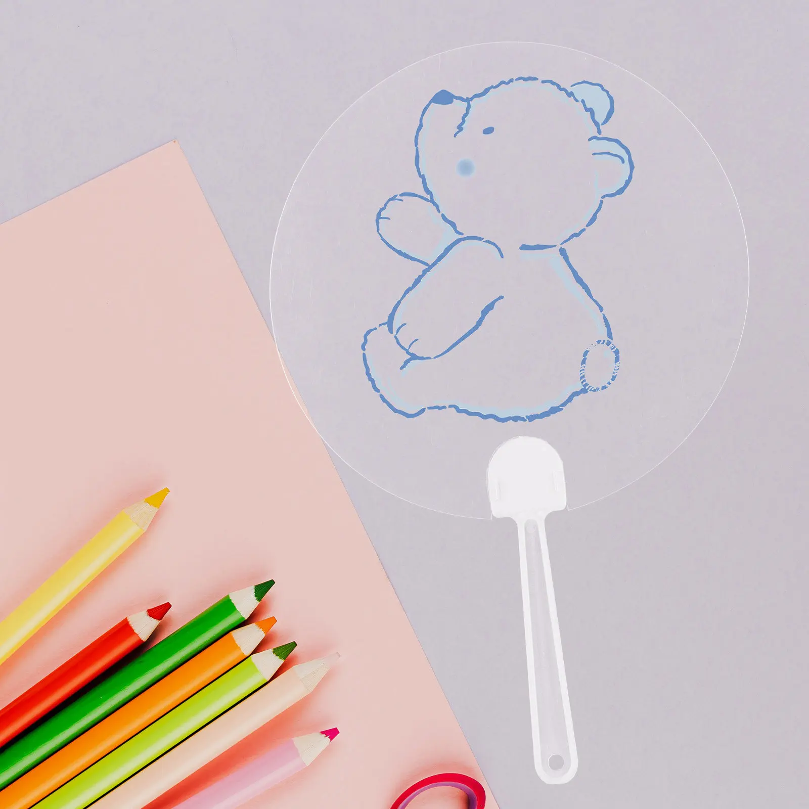 30pcs Blank Round Fans Transparent Diy Hand Fans For Painting Graffiti Craft Decorative Party Supplies Thickened Plastic Fan